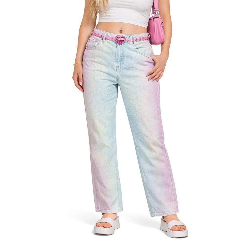 Tractr Pastel Ombre Straight Leg Jeans Blue Pink Watercolor Artsy Y2K Size 27